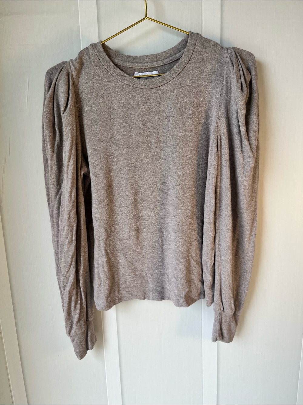 Velvet by Graham & Spencer Heather Gray Puff-Sleeve Crewneck Top